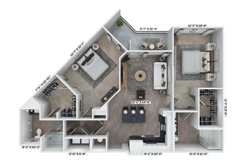 B3 Floor Plan at Livano Norfolk, Norfolk, Virginia